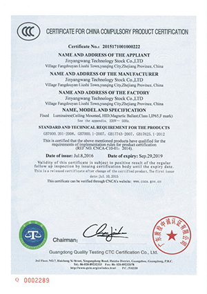 CERTIFICATE FOR CHINA COMPULSORY PRODUCT CERTIFICATION